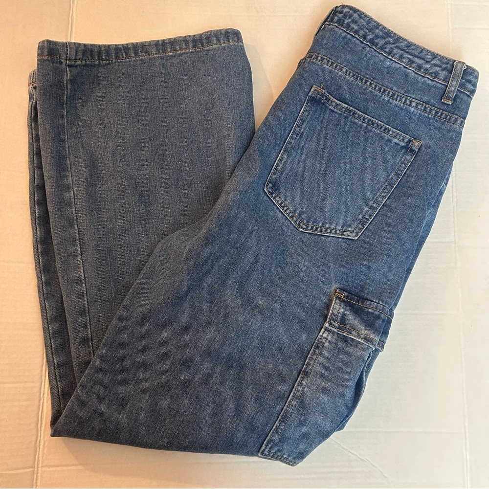 Cabi 1850 Wide Leg High Rise Cargo Jeans Women Juniors 11